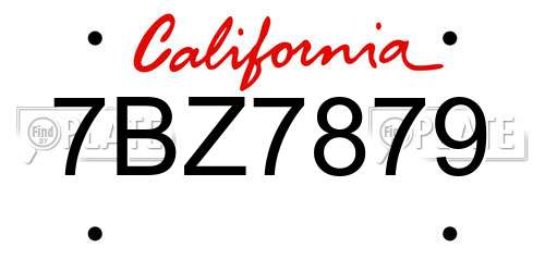 7BZ7879 California License Plate