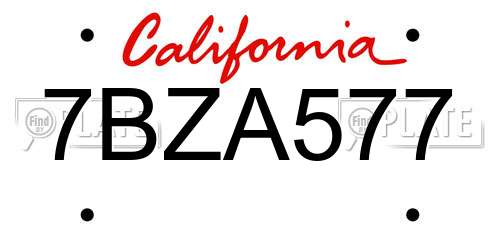 7BZA577 California License Plate