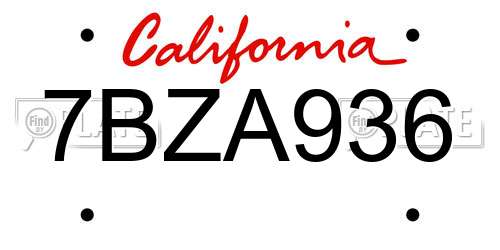 7BZA936 California License Plate
