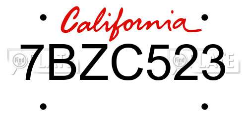 7BZC523 California License Plate
