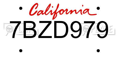 7BZD979 California License Plate