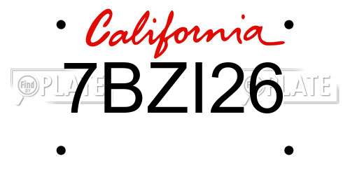 7BZI26 California License Plate