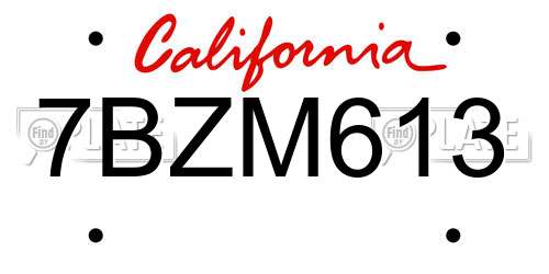 7BZM613 California License Plate