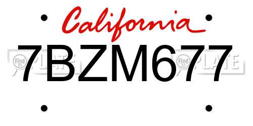7BZM677 California License Plate