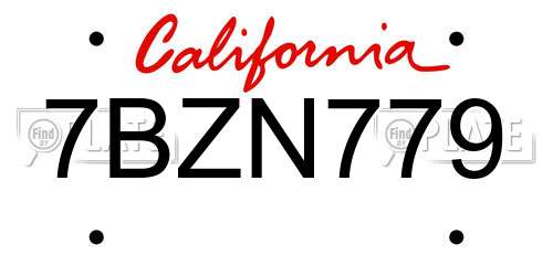 7BZN779 California License Plate