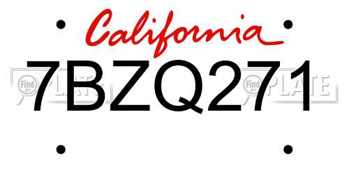 7BZQ271 California License Plate