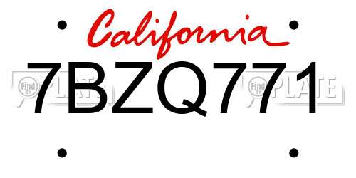 7BZQ771 California License Plate