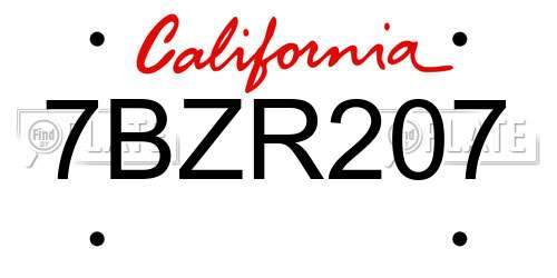 7BZR207 California License Plate