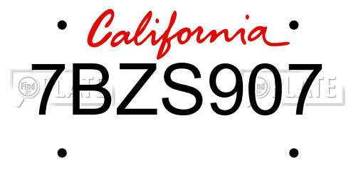 7BZS907 California License Plate
