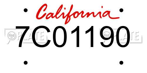 7C01190 California License Plate