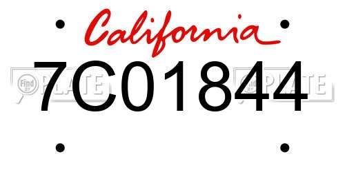 7C01844 California License Plate