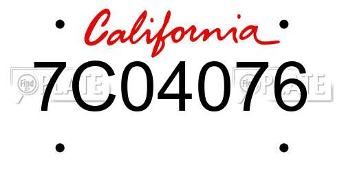 7C04076 California License Plate