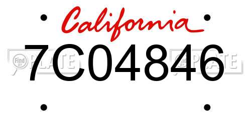 7C04846 California License Plate