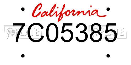7C05385 California License Plate