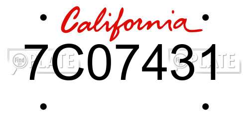 7C07431 California License Plate