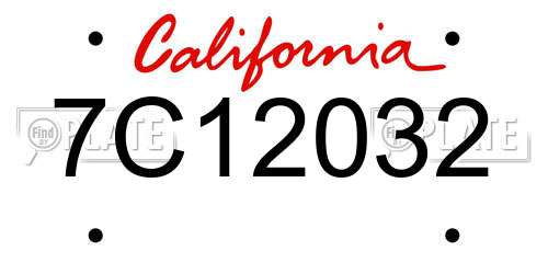 7C12032 California License Plate