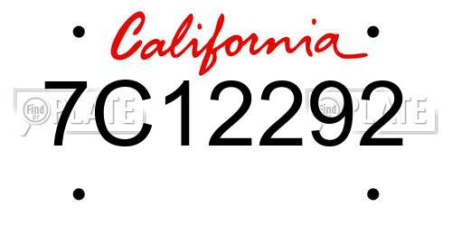 7C12292 California License Plate