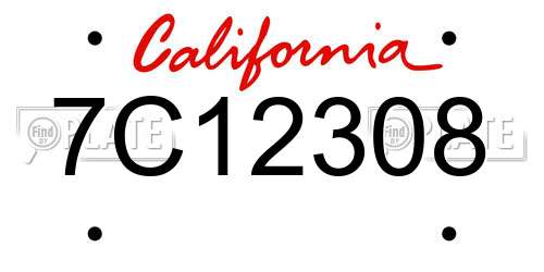 7C12308 California License Plate