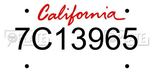 7C13965 California License Plate