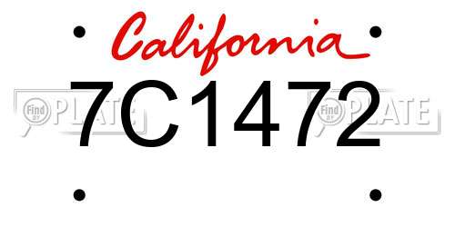 7C1472 California License Plate