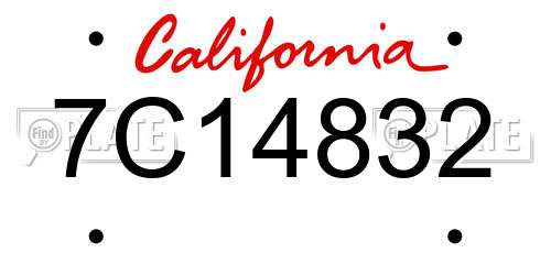 7C14832 California License Plate