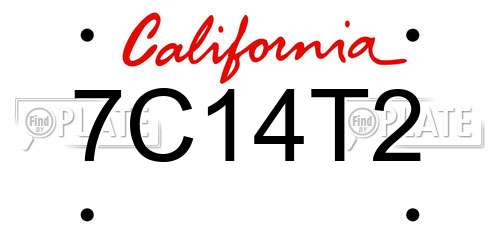 7C14T2 California License Plate