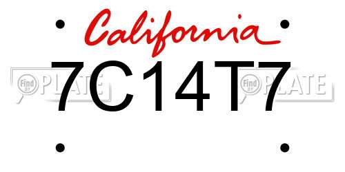 7C14T7 California License Plate