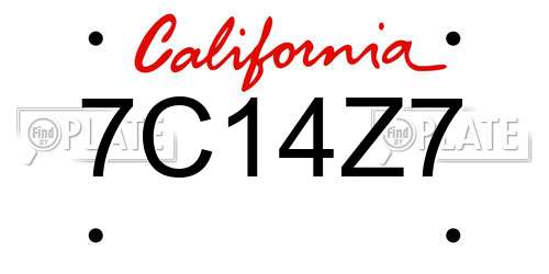 7C14Z7 California License Plate