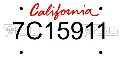 7C15911 California License Plate
