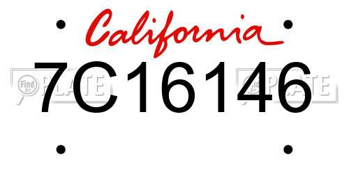 7C16146 California License Plate