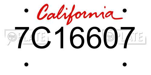 7C16607 California License Plate