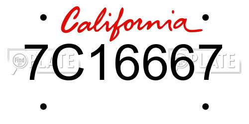 7C16667 California License Plate