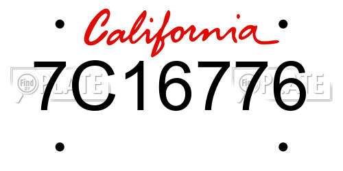 7C16776 California License Plate