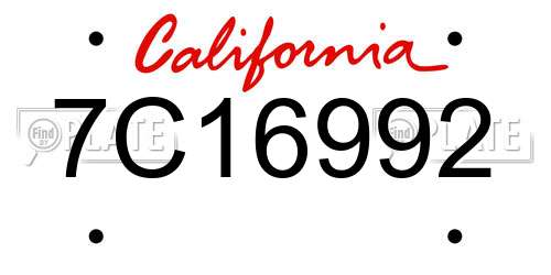7C16992 California License Plate