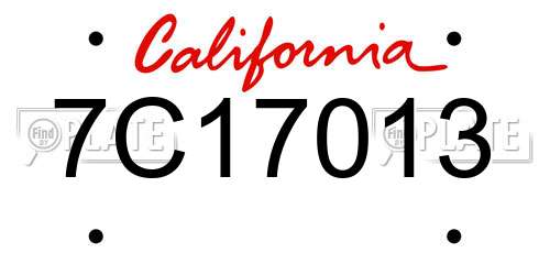 7C17013 California License Plate