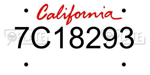 7C18293 California License Plate