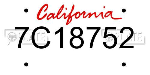 7C18752 California License Plate