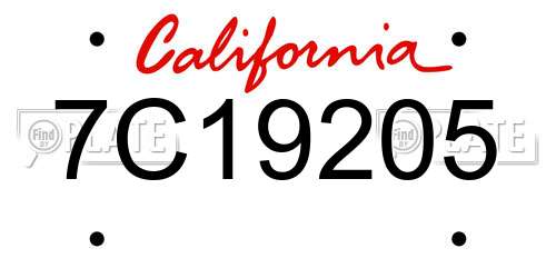 7C19205 California License Plate