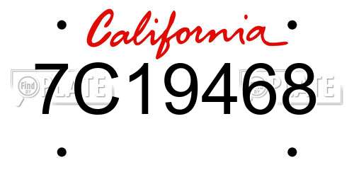7C19468 California License Plate