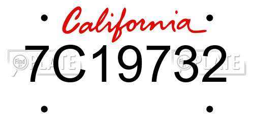 7C19732 California License Plate