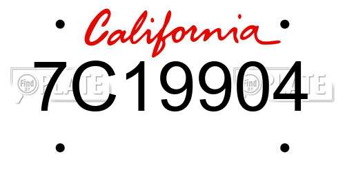 7C19904 California License Plate