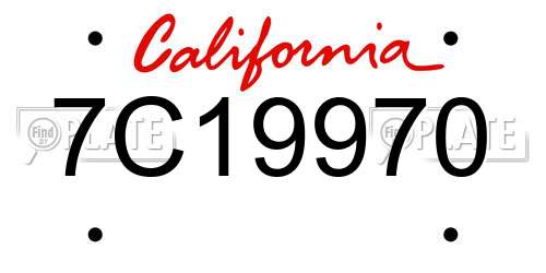 7C19970 California License Plate