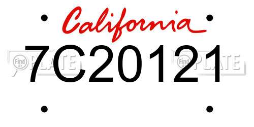 7C20121 California License Plate