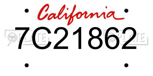7C21862 California License Plate