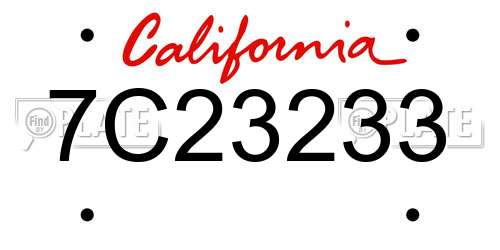 7C23233 California License Plate