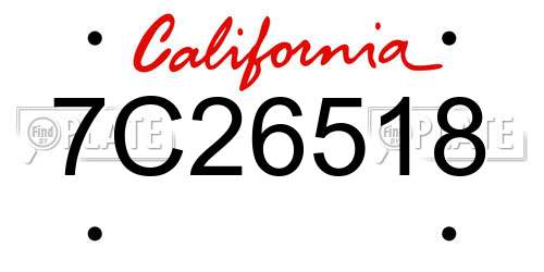 7C26518 California License Plate