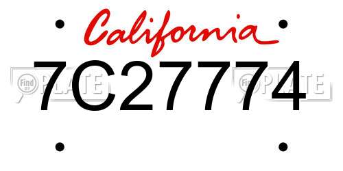 7C27774 California License Plate