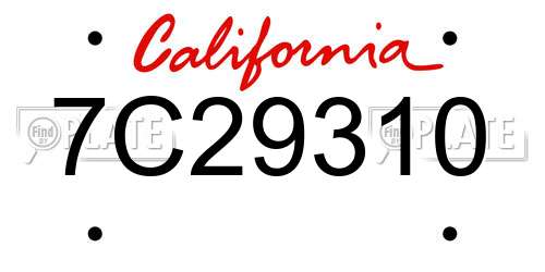 7C29310 California License Plate