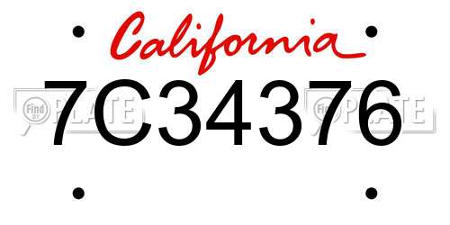 7C34376 California License Plate
