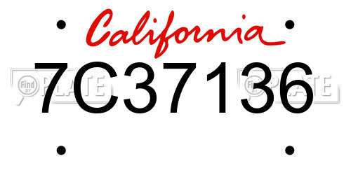 7C37136 California License Plate